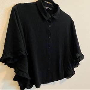 FOREVER 21 BLACK BUTTON UP BLOUSE